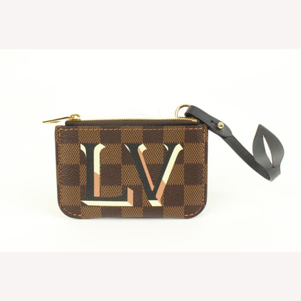 Louis Vuitton Brown x Pink Damier Ebene LV Logo Pochette 91lk412s